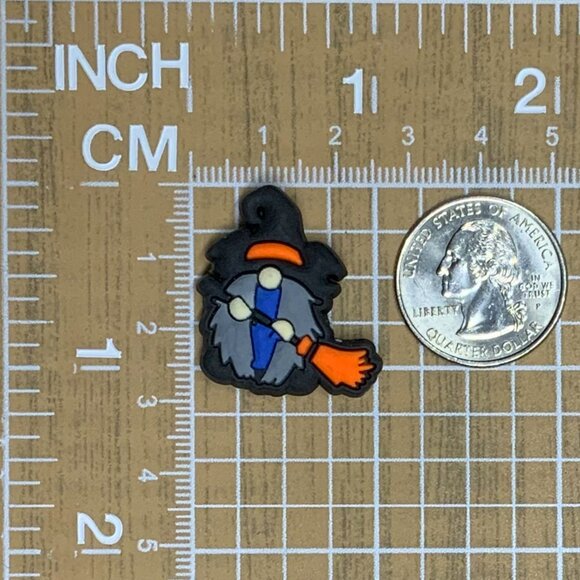 Halloween Gnome Witch Hat Wizard Broom Pumpkin Croc Charm Set of 3 - Picture 4 of 11